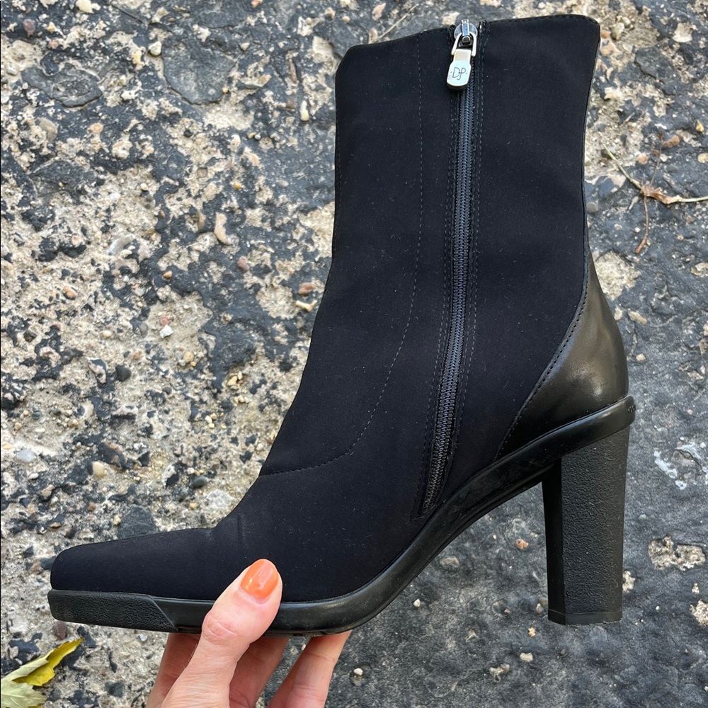 EUC Donald J. Pliner leather/nylon Black Heeled Boots with Zipper - Picture 4 of 16